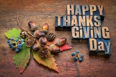 happy-thanksgiving-day-wood-type-text-vintage-letterpress-fall-decoration-acorns-cones-leaf-vine-berries-against-59061519